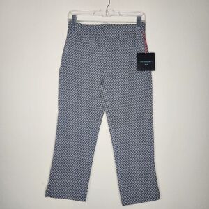 Nwt Cynthia Rowley Womens 4 Blue White Geometric Capri Pants Stretch